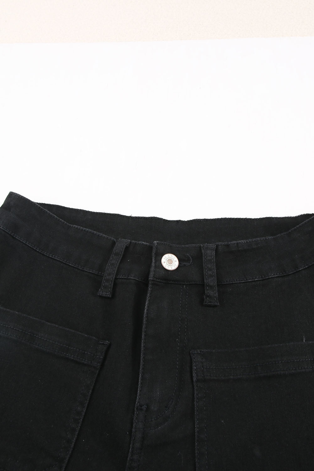 Black Vintage Casual Pocket Flared Jeans