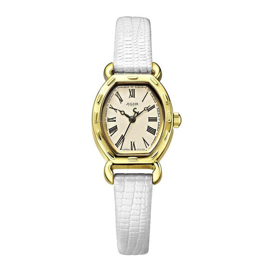 JULIUS Women's Wrist Watches Leather Band #White Gold (JA-544D)